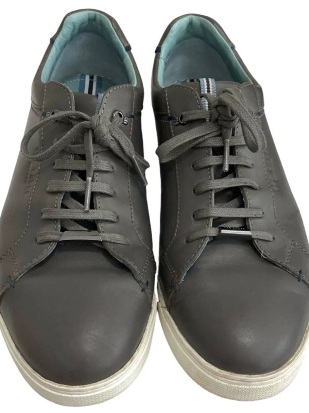 TED BAKER LONDON THAWNE Dark Grey Leather Trainers Dress Sneakers, Size 11